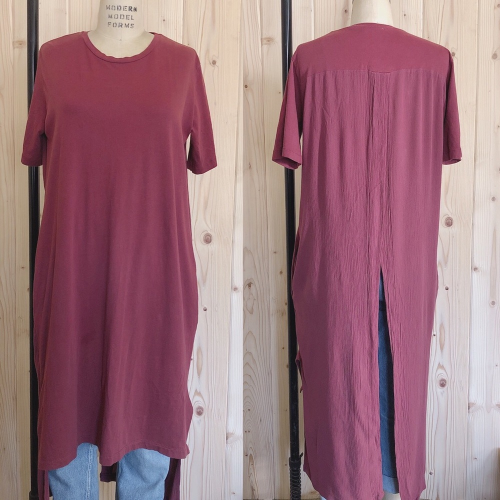 ZARA Elongated Tee with Contrast Gauze Back Panel
